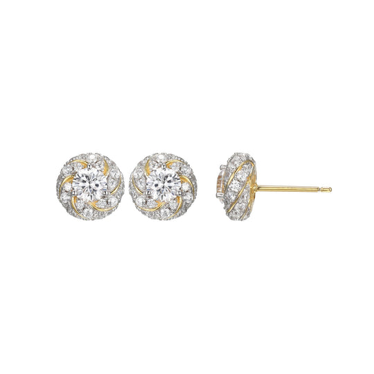 Sterling Silver Gold Plated Knot CZ Stud Earrings