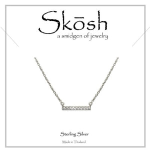 Skosh Silver CZ Bar Necklace 16+1"