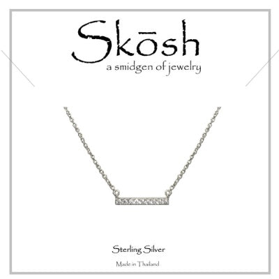 Skosh Silver CZ Bar Necklace 16+1