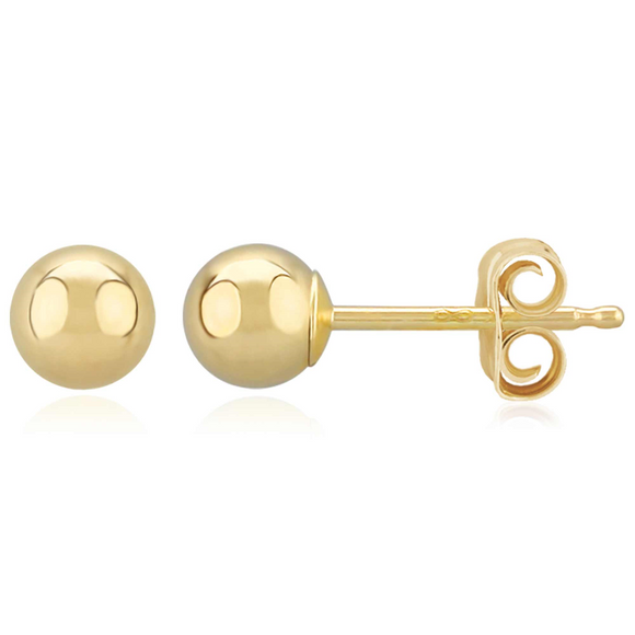 Sterling Silver Gold Plated Vermell 4mm Ball Stud Earrings