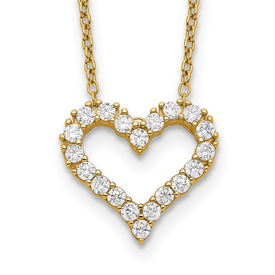 Sterling Silver/Gold Plated CZ Heart Necklace