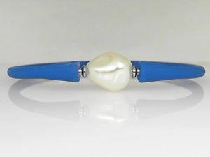 Blue Silicon Pearl Bracelet