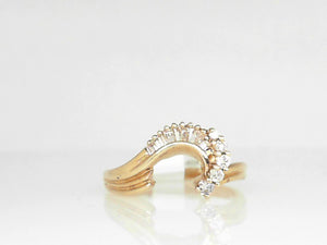 Yellow Gold Baguette Swirl Diamond Ring Wrap