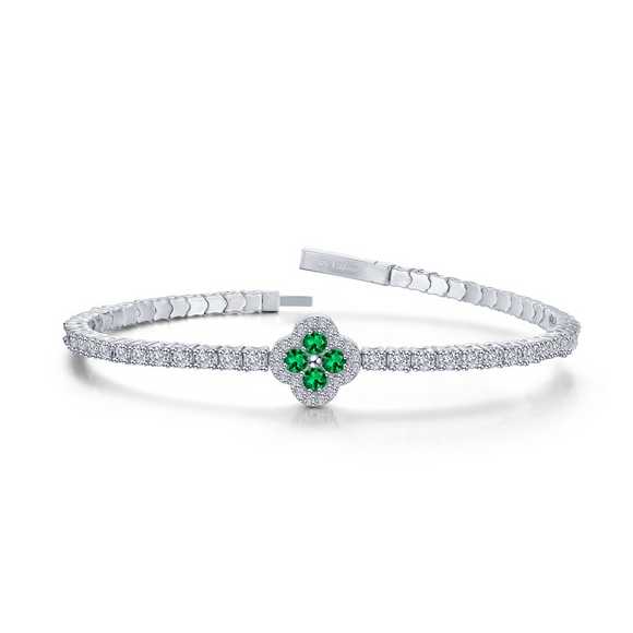 Lafonn 2.45ct CZ and Simulated Emerald Flexible Tennis Bracelet