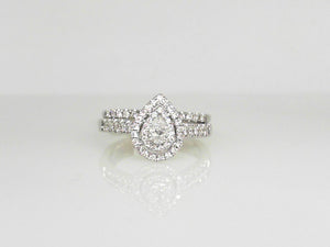 14K WG .60 CTW Diamond Pear Bridal Set