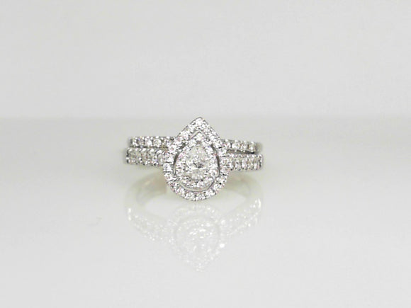 14K WG .60 CTW Diamond Pear Bridal Set