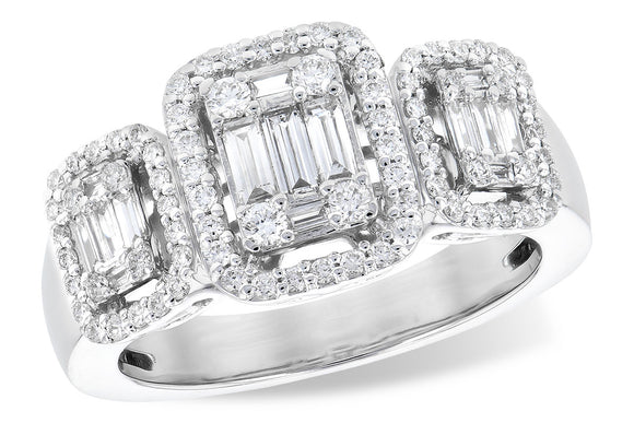 14K WG .70 CTW Diamond 3 Stone Style Cluster Ring