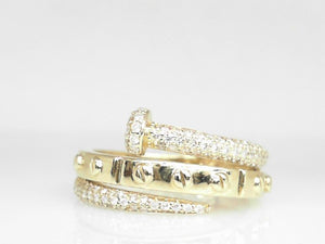 10k Yellow Gold Diamond 0.59ct Nail Ring Stack