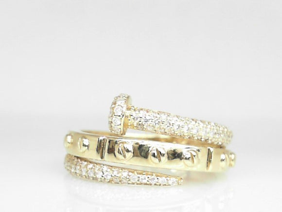 10k Yellow Gold Diamond 0.59ct Nail Ring Stack
