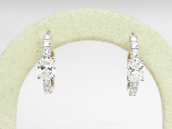 14k Yellow Gold Lab Diamond Oval 2.00ctw Hoop Earrings