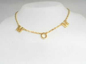 Sterling Silver/Yellow Gold Bonded "Mom" Station Necklace