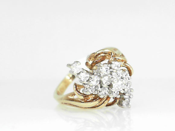 Yellow Gold Diamond Cluster Ring