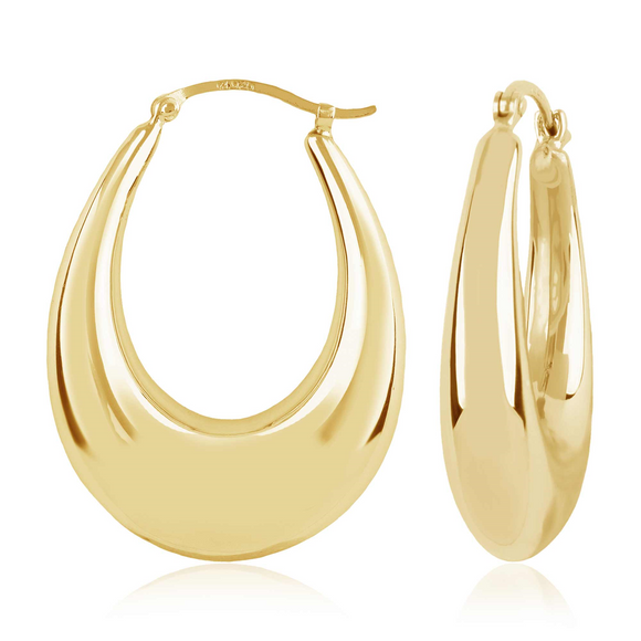 Sterling Silver/Gold Plated Oblong Oval Hoop Earrings