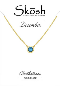 Skosh Gold Plated Bezel Set Birthstone Necklace- December