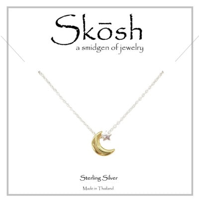 Skosh Silver Star and Gold Plated Moon Necklace 16+1