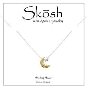 Skosh Silver Star and Gold Plated Moon Necklace 16+1"