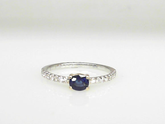 14K Two-Toned Diamond and Sapphire Birthstone Ring