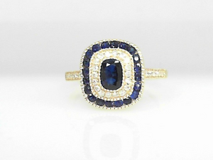 14k Yellow Gold 0.20ct Diamond and 1.00ct Sapphire Ring