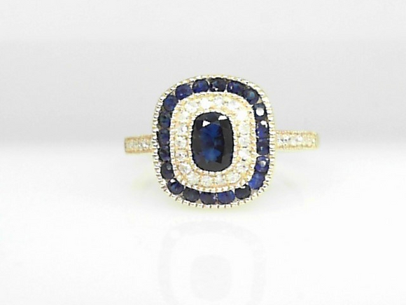 14k Yellow Gold 0.20ct Diamond and 1.00ct Sapphire Ring