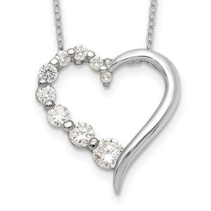 Sterling Silver/Rhodium Plated CZ Heart Necklace