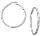 Sterling Silver Diamond Cut Beaded Design Hoop