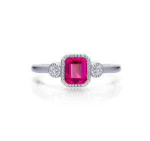 Lafonn Simulated Diamond/Ruby July Birthstone Ring