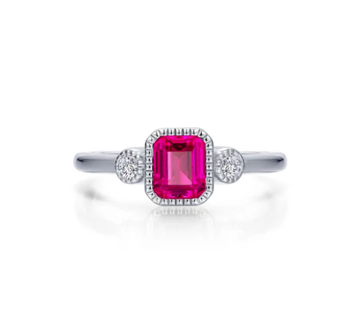 Lafonn Simulated Diamond/Ruby July Birthstone Ring