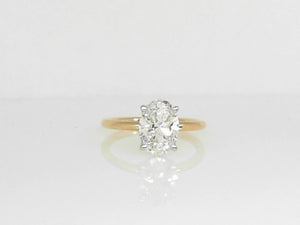 Yellow Gold Lab Grown Oval Solitaire with Hidden Halo