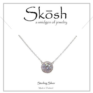 Skosh Silver CZ w/ Halo Necklace 16+1"