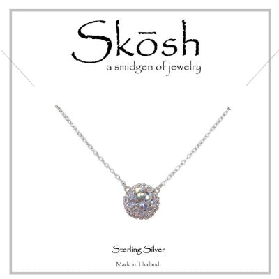 Skosh Silver CZ w/ Halo Necklace 16+1