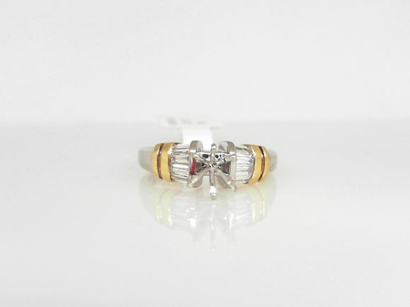 Two-Tone Six-Prong Semi Mounting for Round