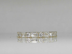 Yellow Gold Lab Grown Round and Baguette Diamond Band