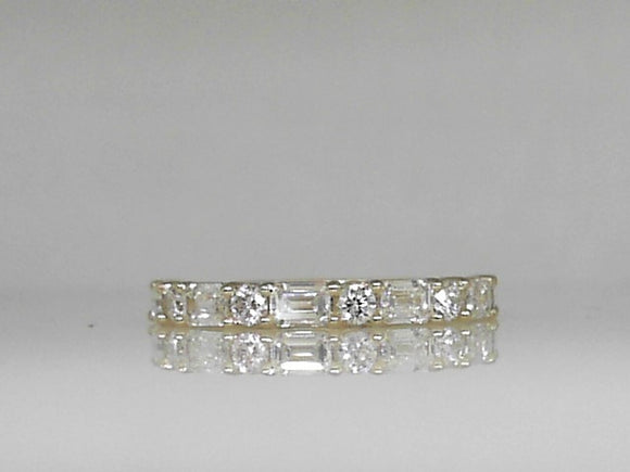 Yellow Gold Lab Grown Round and Baguette Diamond Band