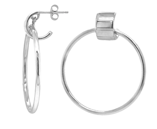 Sterling Silver Doorknocker Post Hoop Earrings