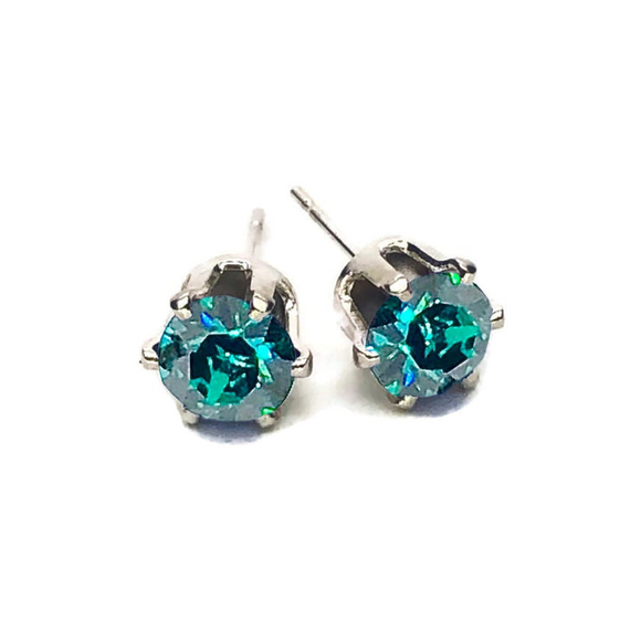 Earth Grace Sterling Silver May Birthstone Stud Earrings