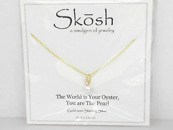 Skosh Pearl Necklace with CZ Gold Plated