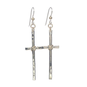 Earth Grace Hammered Cross Earrings