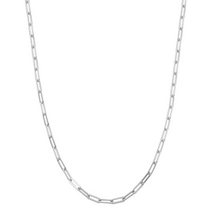 Sterling Silver Rhodium Plated Paperclip 17"+2" Necklace