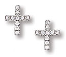 Sterling Silver CZ Cross Stud Earrings