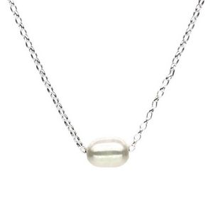 Earth Grace Sterling Silver Pearl Slider 18+2" Necklace