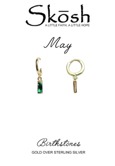 Skosh Gold Plate May Baguette Birthstone Huggie Earrings