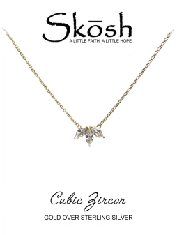 Skosh Gold Plate 3 Pear CZ Necklace 16+2