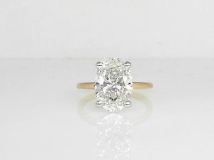 Yellow Gold Lab Grown Oval Solitaire with Hidden Halo