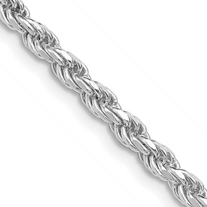 Sterling Silver Rhodiumed 3mm Diamond Cut Rope Chain 20"