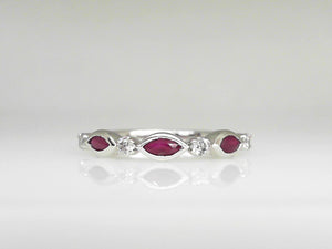 White Gold Ruby and Diamond Band