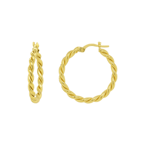 Sterling Silver/Yellow Gold Bonded Twisted Hoops