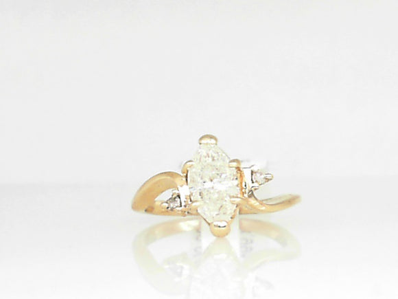 Yellow Gold Marquise Diamond Fashion Ring