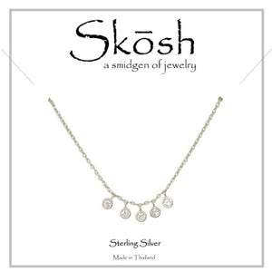 Skosh Silver 5 CZ Drops Necklace 16+1"