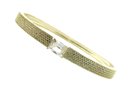 Gold FIll Bangle with Emerald Cut CZ