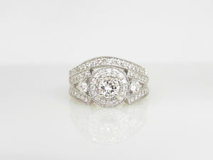 White Gold Round Diamond Bridal Set with Halo
